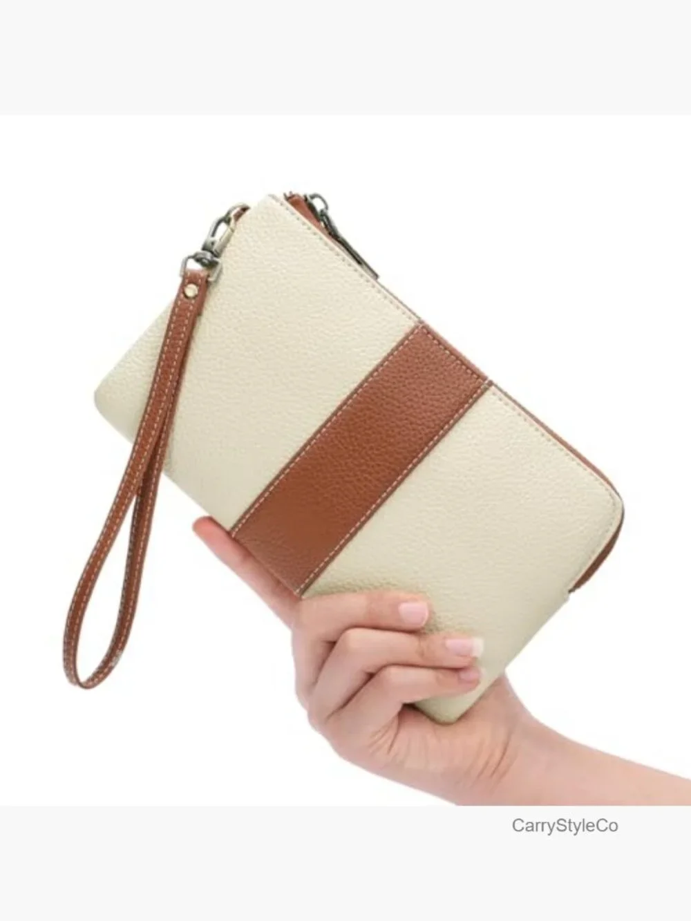 Wristlet Wallet RFID Blocking Vegan Leather Clutch with Wrist Strap 6 Card Slots